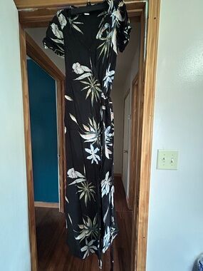 Roxy Black Floral Wrap Dress